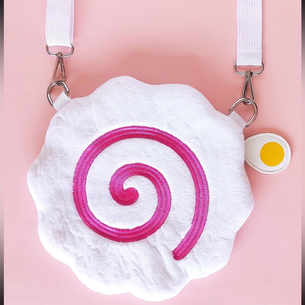 Narutomaki Japanese Fish Cake Ramen Faux Fur Plush Shoulder Bag